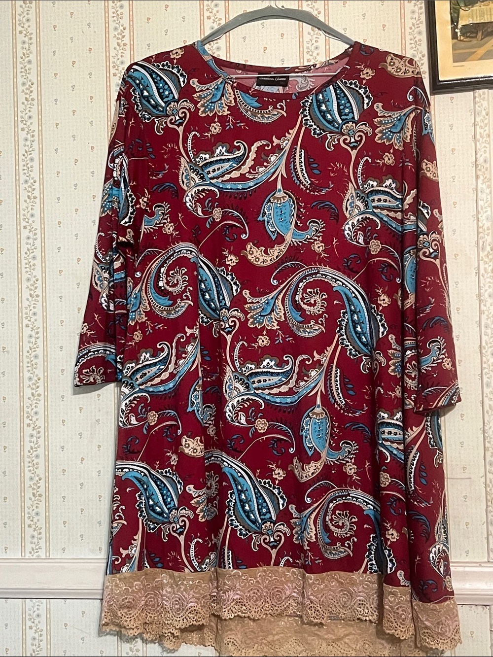 Southern Charm Paisley Tunic in Burgundy & Teal